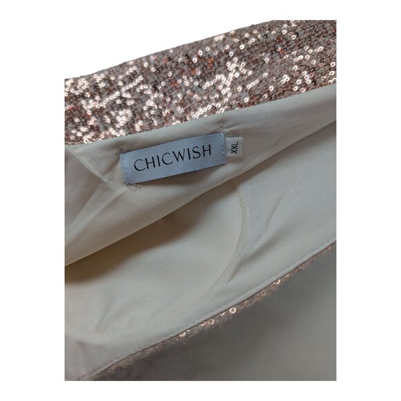 Chicwish | Cape Sleeve Mesh Insert Sequined Gown | Champagne | XXL - Picture 6 of 14